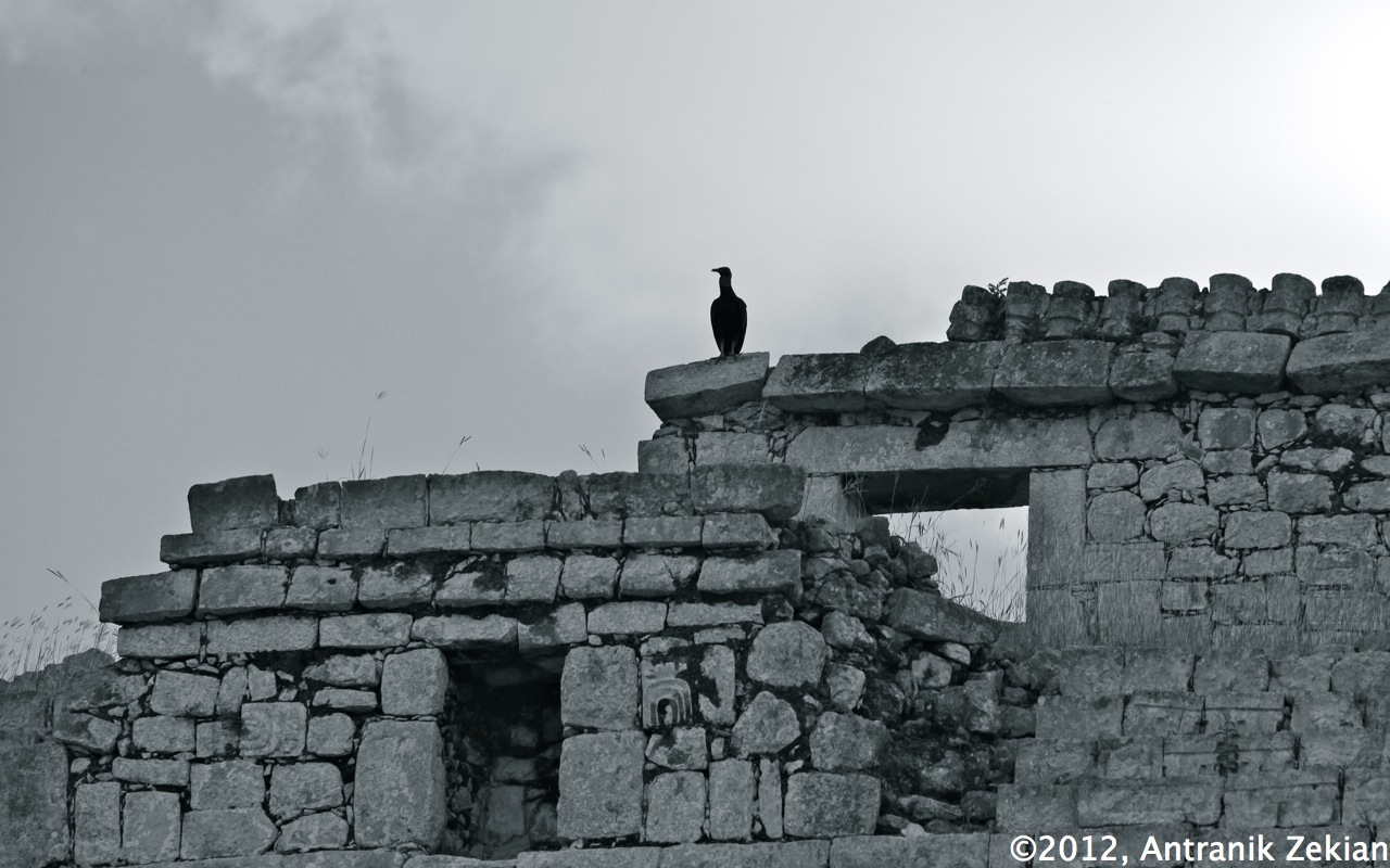 Mur de l'un des temples à Chichen Itza